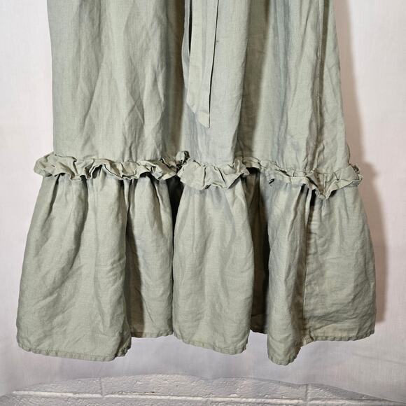 Aulieude Linen Charlotte Milkmaid Wrap Reversible Maxi Dress Cottagecore 6 Boho - Picture 7 of 8